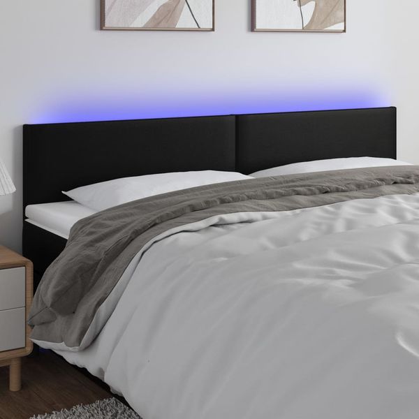 vidaXL Čelo postele s LED čierne 160x5x78/88 cm umelá koža