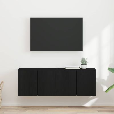vidaXL TV nástenná skriňa Nástenný 2 pcs Čierna 59,5 x 31 x 40 cm