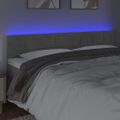 vidaXL Čelo postele s LED bledosivé 180x5x78/88 cm zamat
