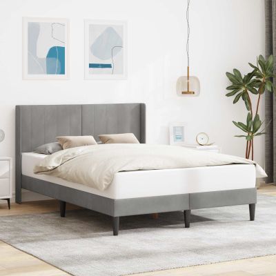 vidaXL Rám postele s čelnou doskou Svetlosivá 140 x 200 cm Zamat