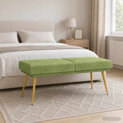 vidaXL Dvojvrstvová lavica Svetlo zelená 120 x 45 x 46 cm Zamat