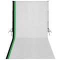 vidaXL Fotografické vybavenie, 3 pozadia, bavlna,nastaviteľný rám 3x6m