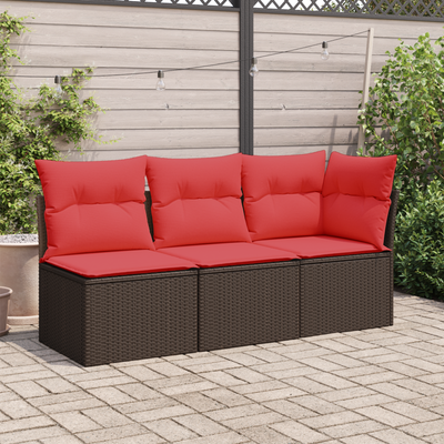 vidaXL | Záhradná pohovka | s vankúšom Hnedá 172 x 62 x 69 cm Poly ratan