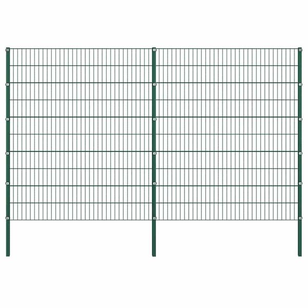 vidaXL Plotový panel so stĺpikmi, železný 349x200 cm, zelený