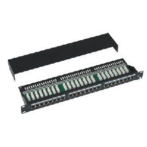 DATACOM Patch panel Cat5e 24p. 1U, STP, 19", čierny, vyvázaný