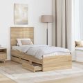 vidaXL Rám postele Sonoma dub 75 x 190 cm Inžinierske drevo