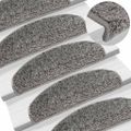 vidaXL Schodové rohože 15 ks 65x21x4 cm sivé, polkruhové, veľké