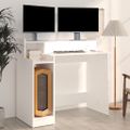 vidaXL Stôl s LED svetlami, biely 97x45x90 cm, kompozitné drevo