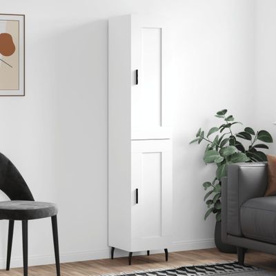 vidaXL Vysoká skrinka biela 34,5x34x180 cm spracované drevo