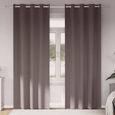 vidaXL Záclony na zatemnenie s krúžkami 2 pcs Tmavohnedá 260 x 140 cm
