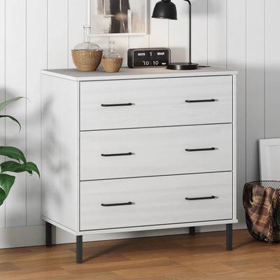vidaXL Komoda s 3 zásuvkami biela 77x40x79,5 cm masívne drevo OSLO