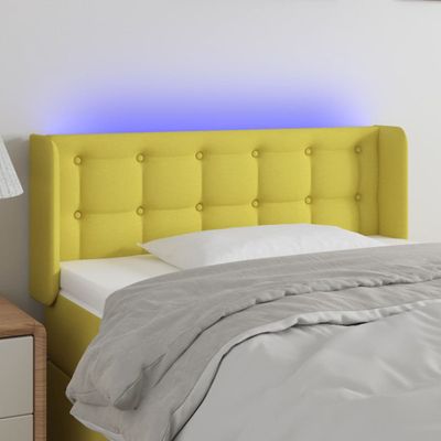 vidaXL Čelo postele s LED zelené 83x16x78/88 cm látka