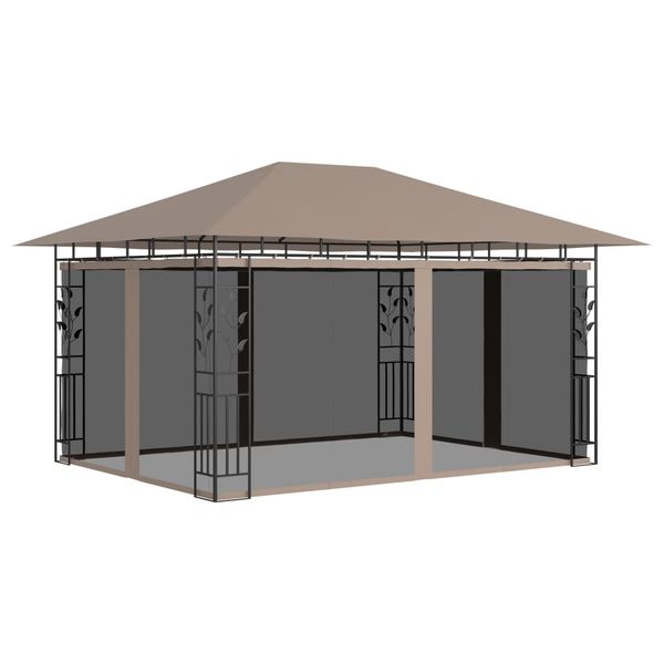 vidaXL Altánok so sieťou proti komárom 4x3x2,73 m sivohnedý 180 g/㎡