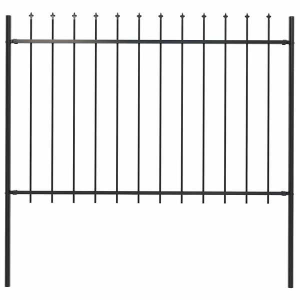 vidaXL Záhradný plot s vrchnou časťou z ocele 181x120 cm čierny