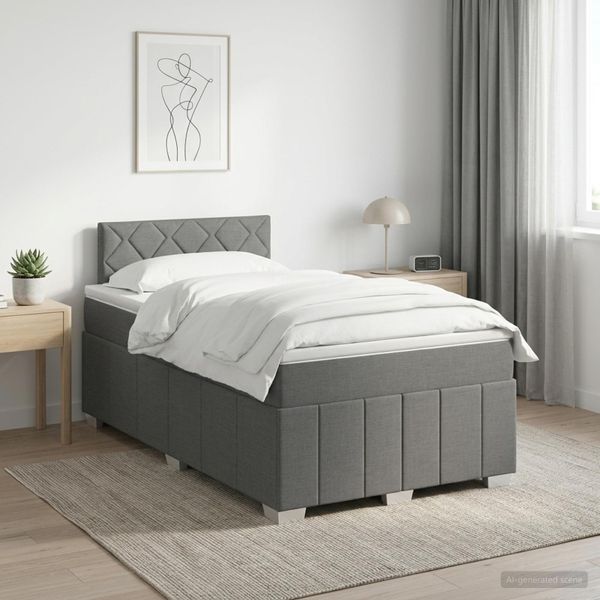 vidaXL Posteľ boxspring s matracom Tmavosivá 120 x 190 cm Látka
