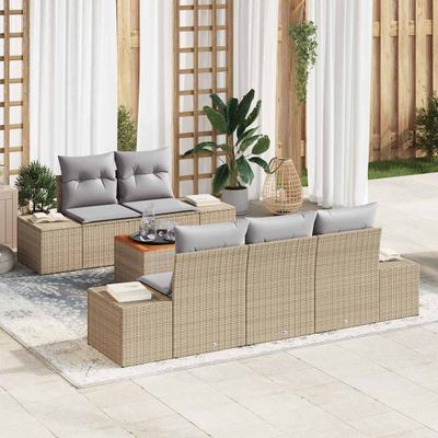 vidaXL Súprava záhradných pohoviek 6 pcs Beige a svetlo šedá polyratan