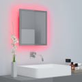 vidaXL Kúpeľňové zrkadlo s LED, lesklé sivé 40x8,5x37cm, akryl