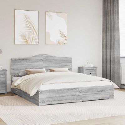 vidaXL Rám postele Sivý Sonoma 180 x 200 cm Kompozitné drevo