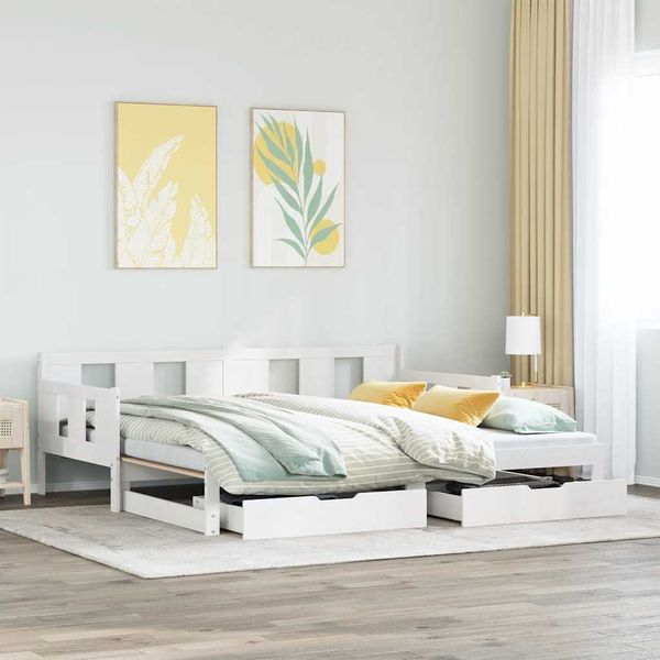 vidaXL Rozkladacia denná posteľ s matracmi bez matraca biela 90x190 cm