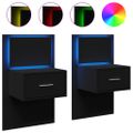 vidaXL Nástenné nočné skrinky s LED osvetlením 2 ks čierne