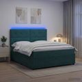 vidaXL LED boxspring posteľ s matracom Tmavozelená 180 x 200 cm Zamat