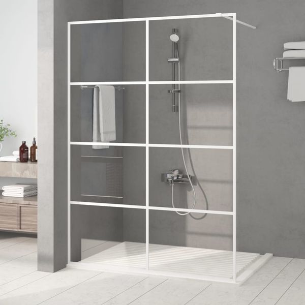 vidaXL Sprchová zástena biela 140x195 cm priehľadné ESG sklo