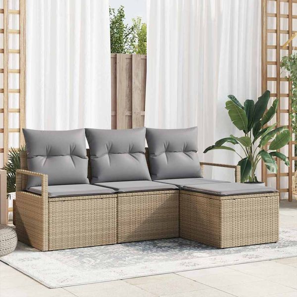 vidaXL Sada pohoviek 4 pcs Béžová polyratan