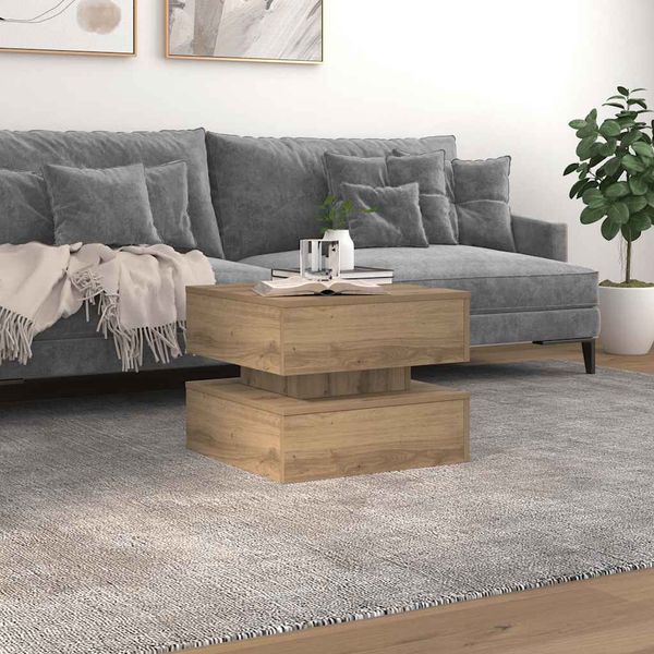 vidaXL Konferenčný stolík s LED svetlami dub artisian 50x50x40 cm