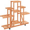 vidaXL Stojan na kvetiny s kolieskami 110x25x101 cm masívna jedľa