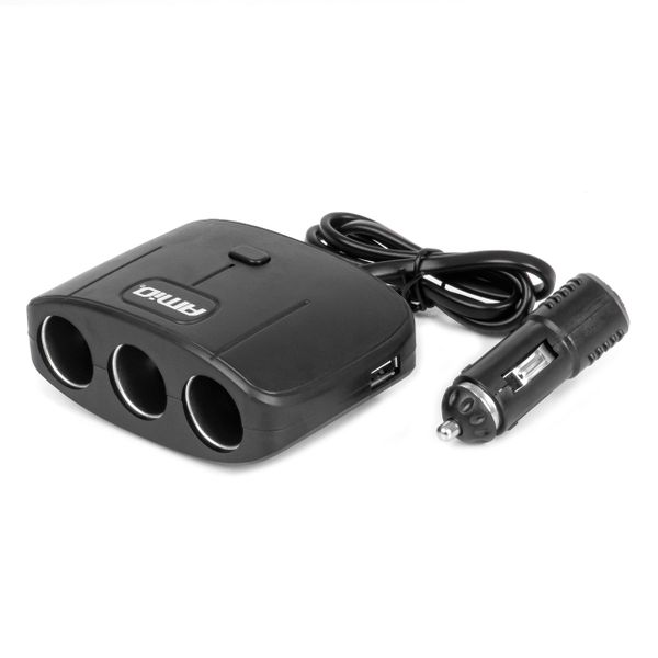 Predlžovacia zásuvka 2x USB-A ON/OFF 12V 24V 100W 70cm AMIO-04362