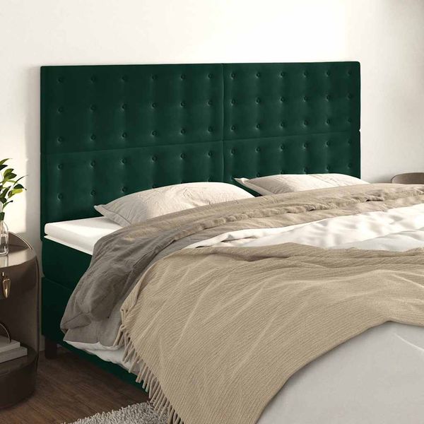 vidaXL Čelo postele tmavozelené 160x5x118/128 cm zamatové