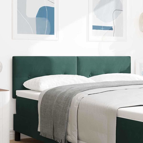 vidaXL LED hlavová doska s LED pásikmi Zelená 160 cm Zamat