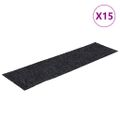 vidaXL Schodové rohože, samolepiace, 15 ks, 76x20 cm, tmavosivé, obdĺžnikové