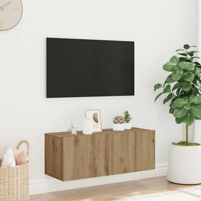 vidaXL Nástenná TV skrinka dub artisan 80x30x30 cm kompozitné drevo