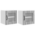 vidaXL Nástenná skriňa zo skla PORTO 2 pcs Sivý Sonoma 40 x 31 x 40 cm