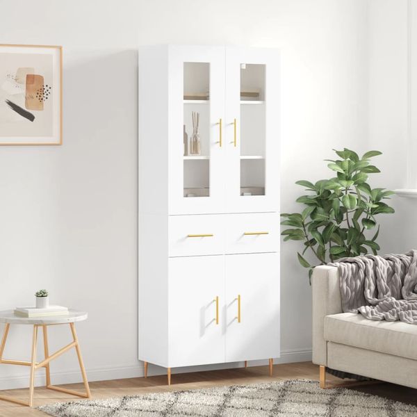 vidaXL Vysoká skrinka biela 69,5x34x180 cm spracované drevo