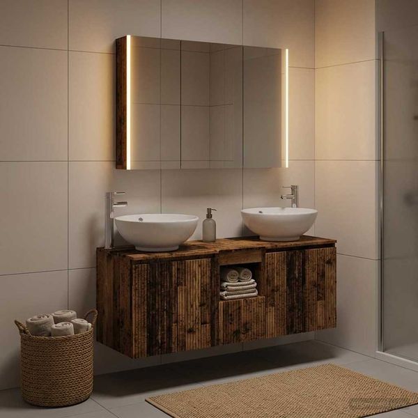vidaXL Set kabinetov do kúpeľne 4 pcs Staré drevo Kompozitné drevo