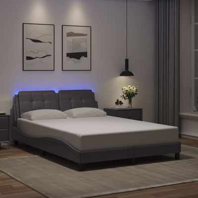 vidaXL Rám postele s LED bez matraca, Zadar, sivý 140x190 cm