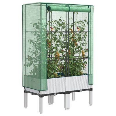 vidaXL Záhon s krytom na skleník ratanový vzhľad 80x40x140 cm