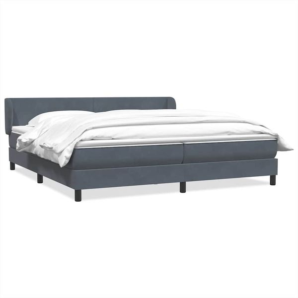 vidaXL Posteľný rám boxsping s matracmi tmavosivá 200x220 cm zamat