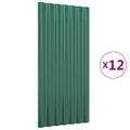 vidaXL Strešné panely 12 ks pozinkovaná oceľ zelená 80x36 cm