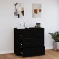 vidaXL Komoda čierna 80x33x70 cm spracované drevo