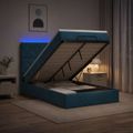 vidaXL Ottoman posteľ s matracom a LED Tmavo modrá 120 x 190 cm Zamat