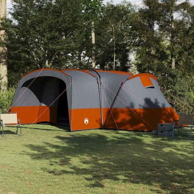 vidaXL Rodinný stan pre 12 osôb Šedá a oranžová 760 x 645 x 230 cm
