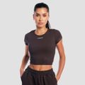 Dámske tričko Cropped Aura Tee Brown - GymBeam, veľkosť XL
