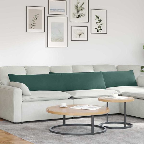 vidaXL Vankúše na pohovku 2 pcs Tmavozelená 200 x 40 cm