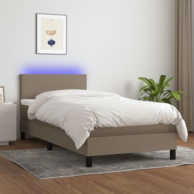 vidaXL Posteľ boxsping s matracom a LED sivohnedá 80x200 cm látka