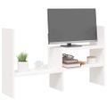 vidaXL Stojan na monitor biely (39-72)x17x43 cm masívna borovica