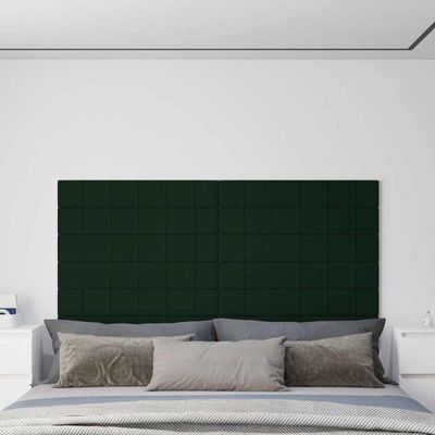 vidaXL Nástenné panely 12 ks tmavozelené 90x15 cm zamatové 1,62 m²