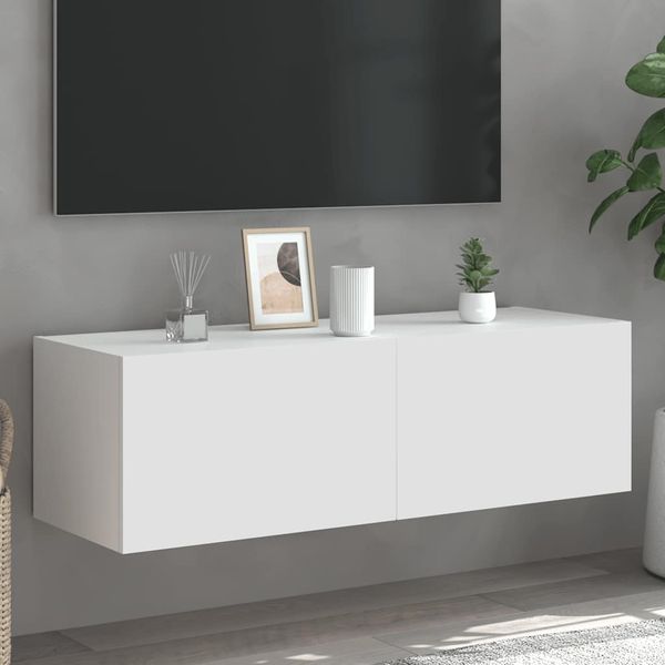 vidaXL TV nástenná skrinka s LED svetlami biela 100x35x31 cm